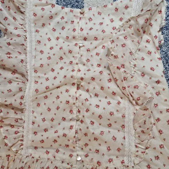 Polo Ralph Lauren Rose print sleeveless dress with ruffles sleeves size 16 - Picture 6 of 9